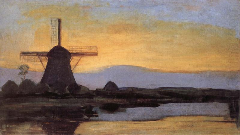 The mill at night, Piet Mondrian